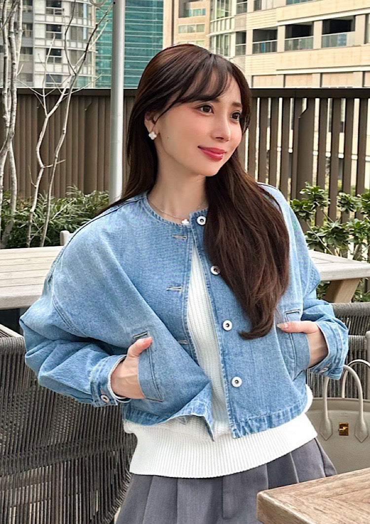 LD Collarless denim jacket LD045