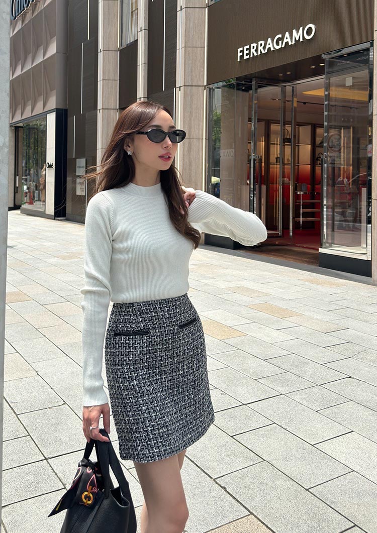 Fancy tweed mini skirt LD008