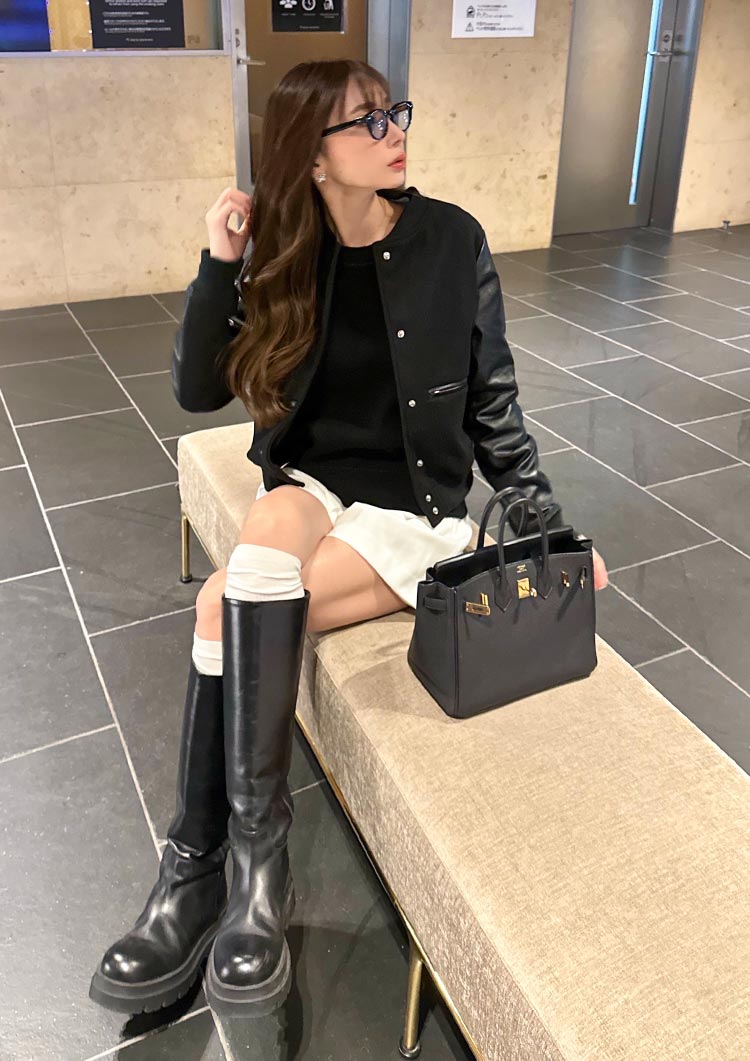 Melton fake leather blouson LD032