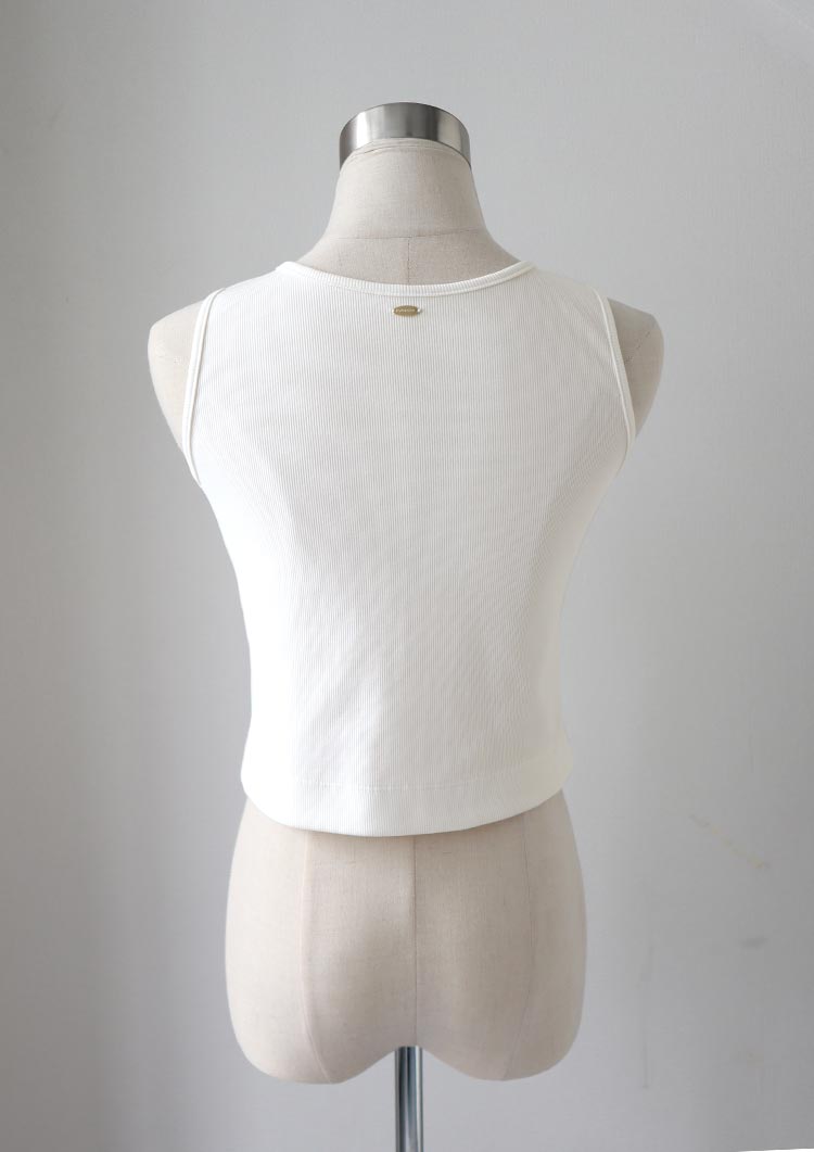 Rib cut short tank top LD019