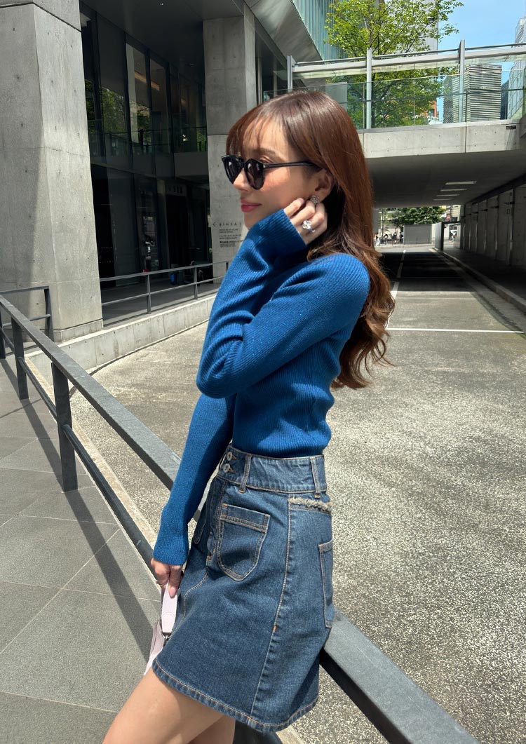 LD Back fringe denim skirt LD025