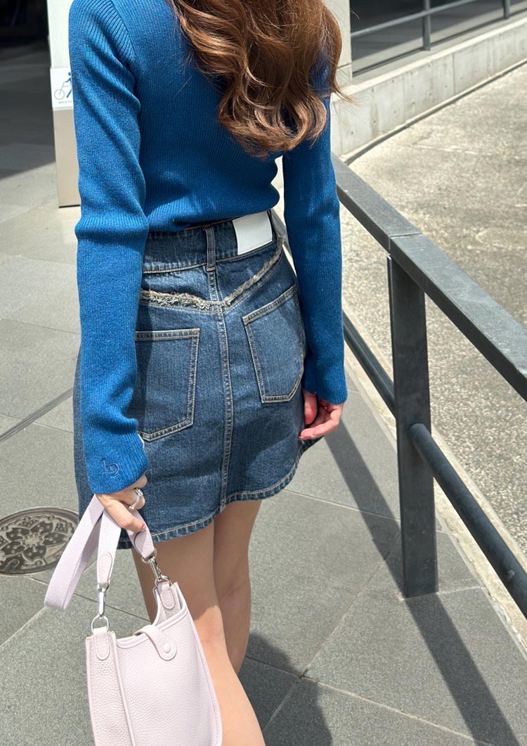 LD Back fringe denim skirt LD025