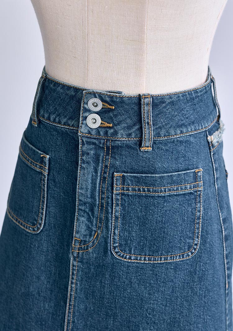 LD Back fringe denim skirt LD025