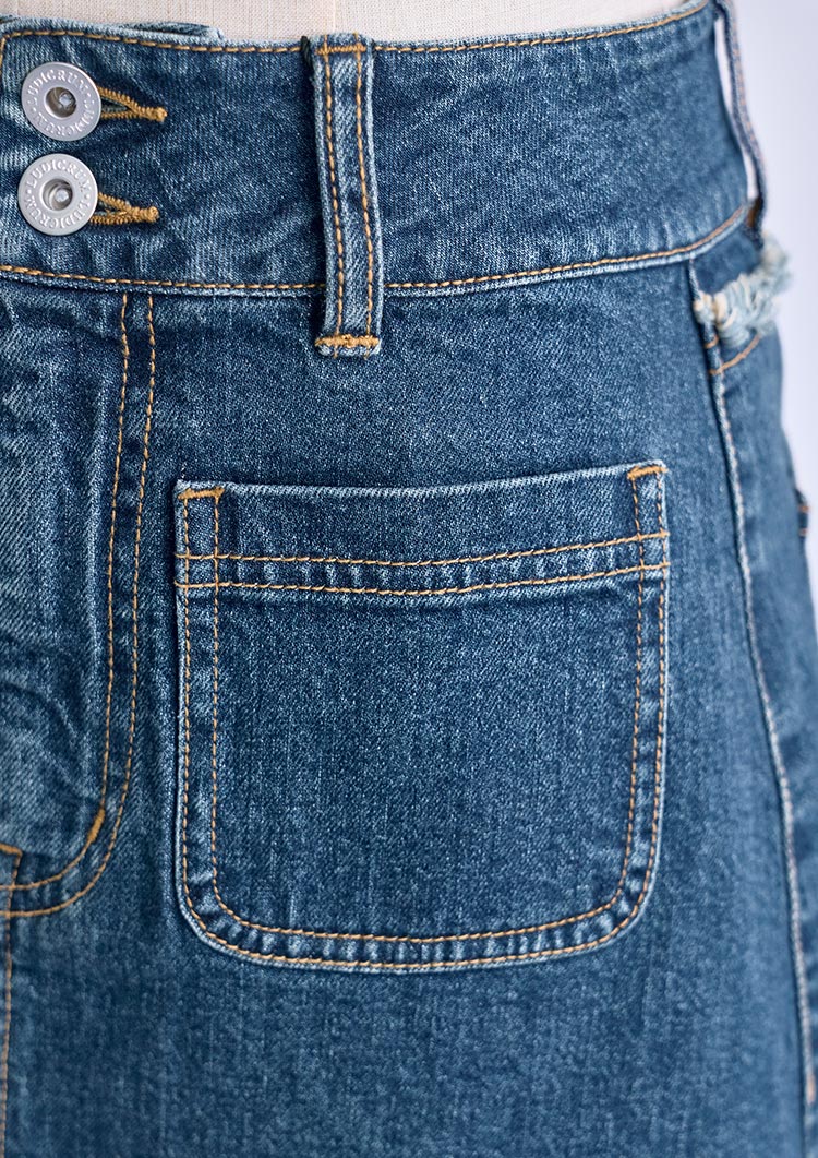 LD Back fringe denim skirt LD025