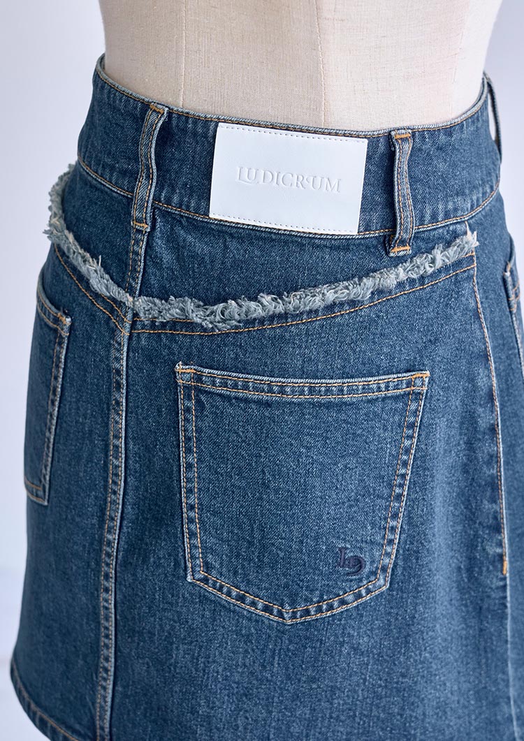 LD Back fringe denim skirt LD025