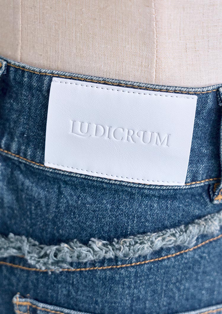 LD Back fringe denim skirt LD025