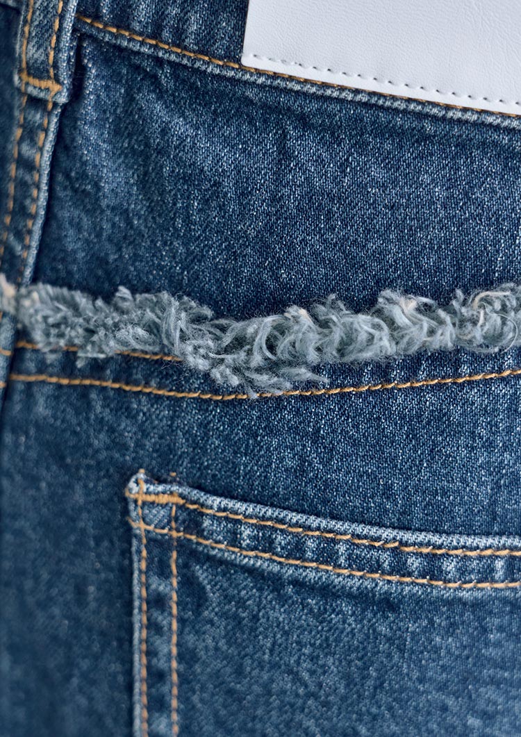 LD Back fringe denim skirt LD025