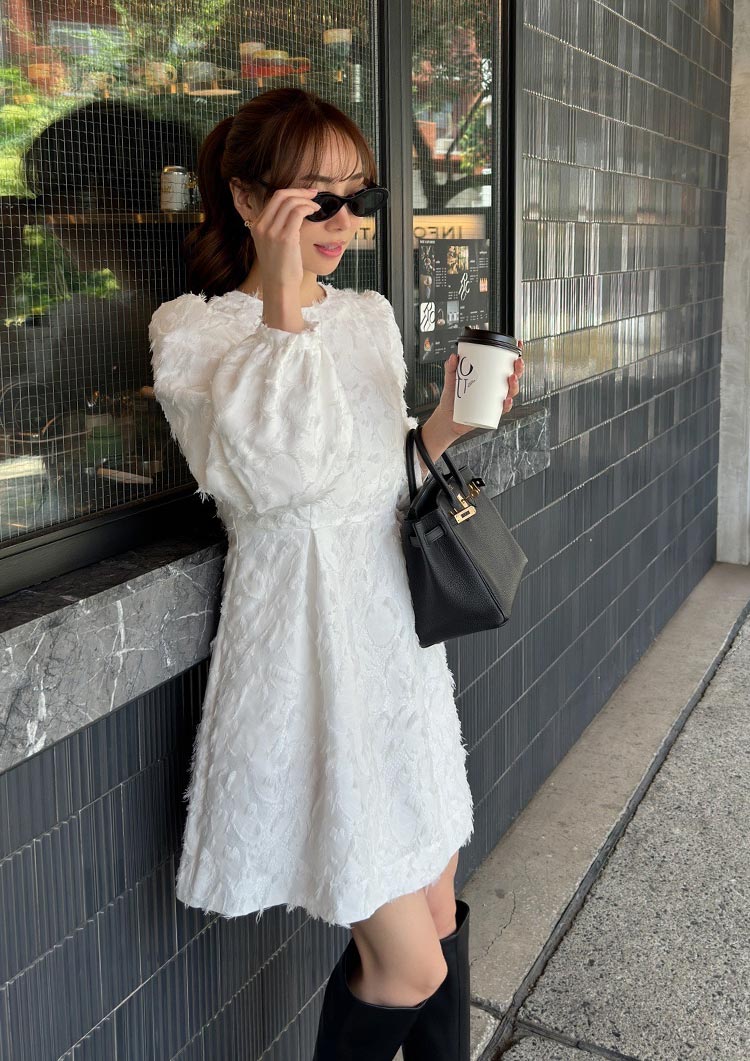 Botanical jacquard dress LD029