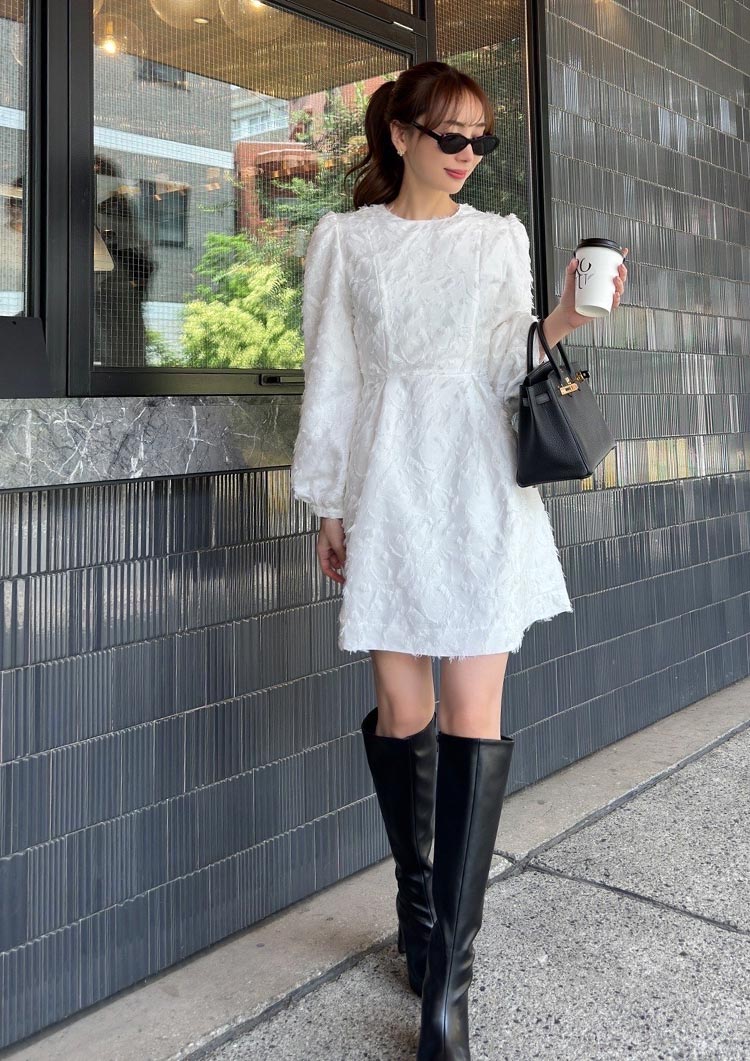 Botanical jacquard dress LD029