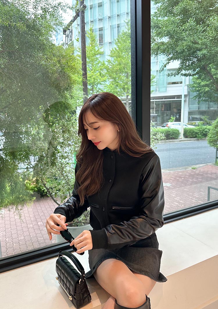 Melton fake leather blouson LD032