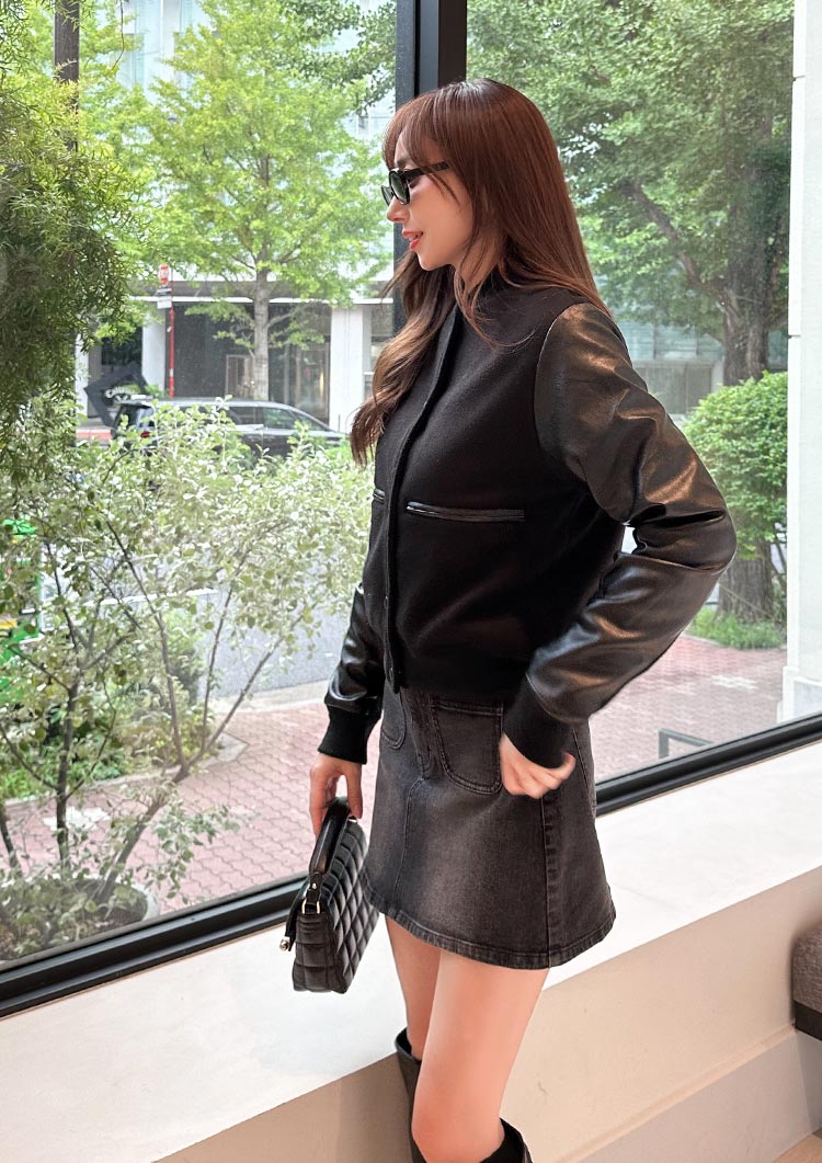 Melton fake leather blouson LD032