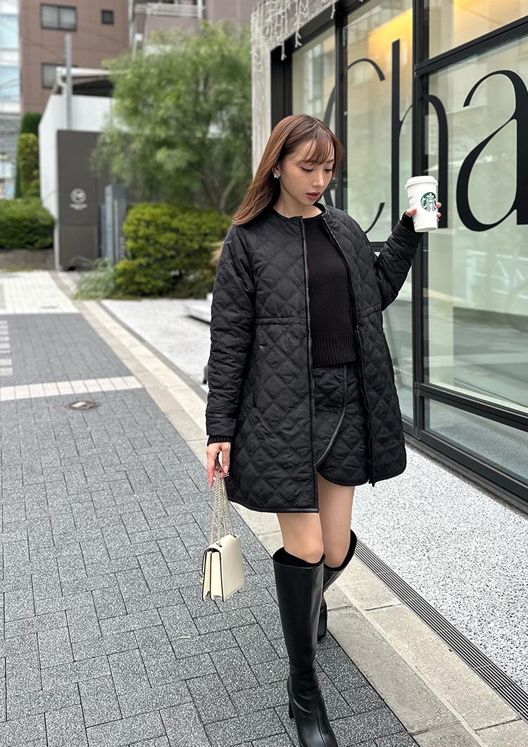 Quilted wrap mini skirt LD034