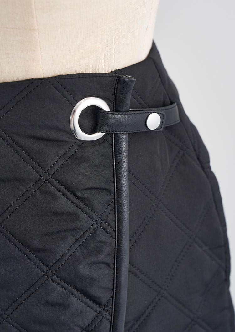 Quilted wrap mini skirt LD034
