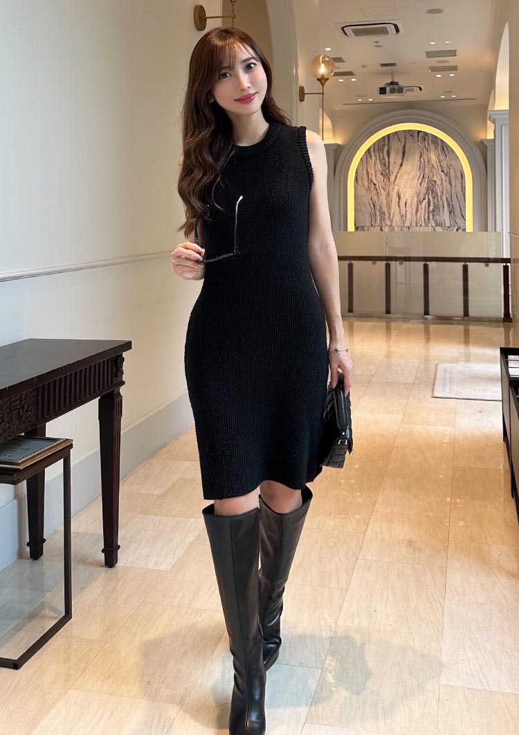 Mix knit onepiece LD037