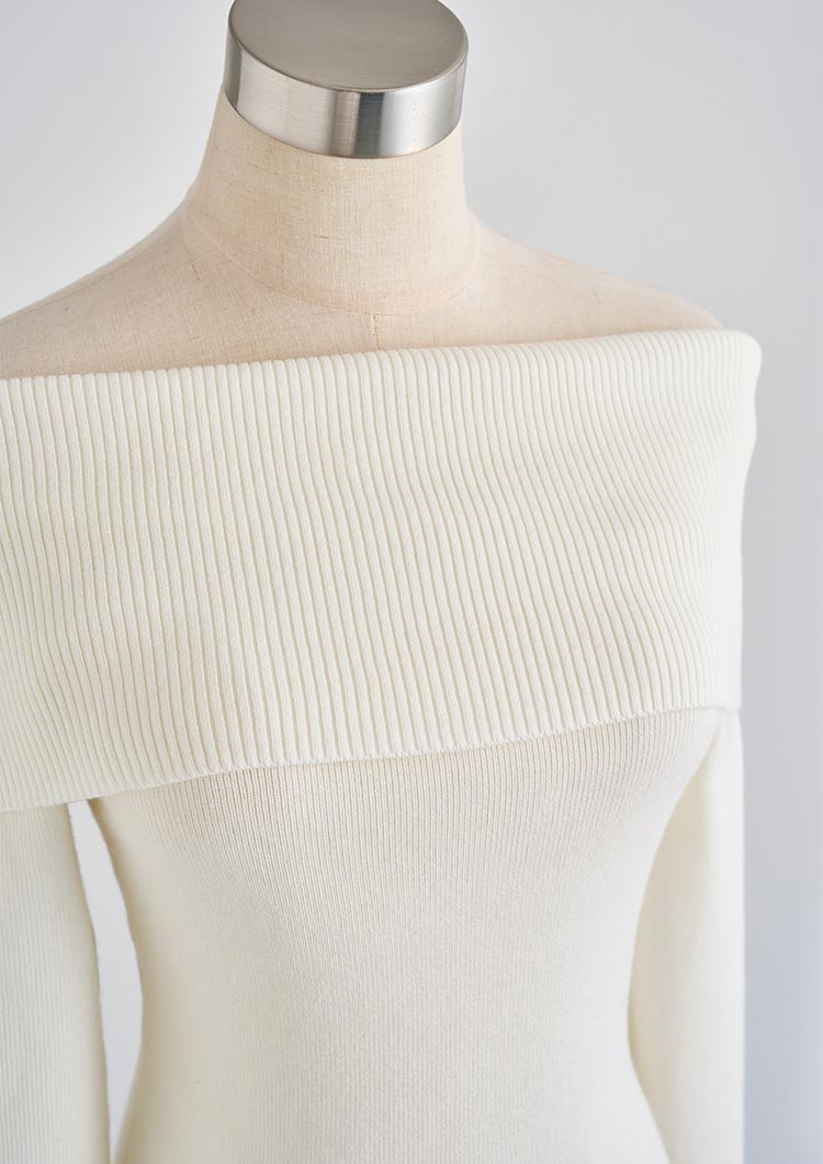Off shoulder knit top LD039
