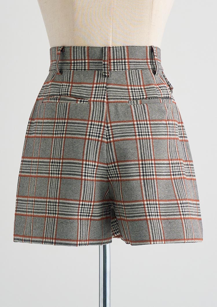 Glen check short pants LD040