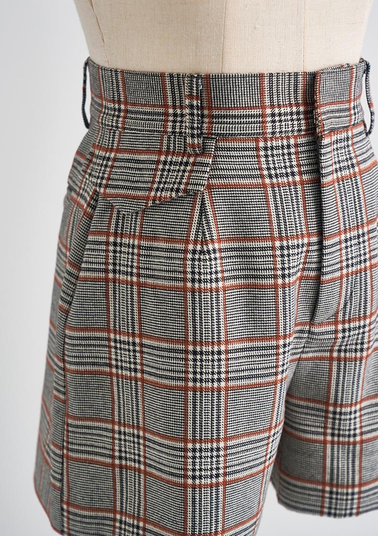 Glen check short pants LD040