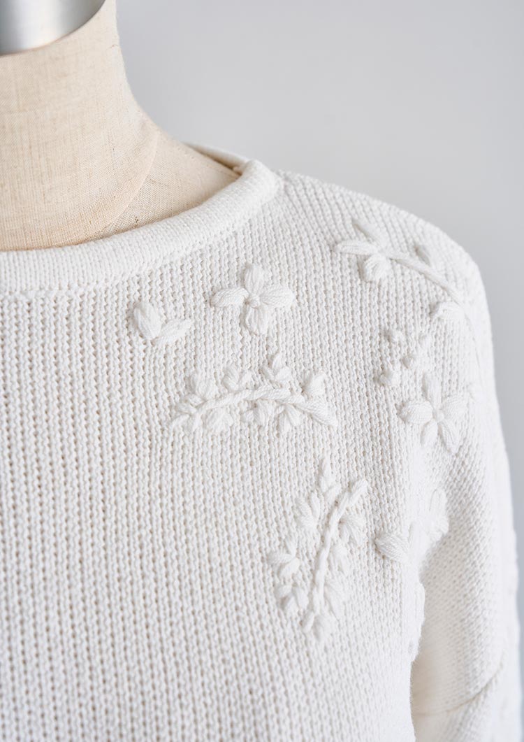 Botanical embroidery knit LD041