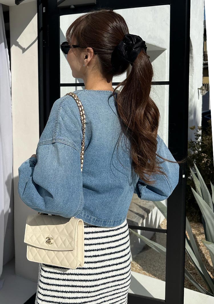 LD Collarless denim jacket LD045