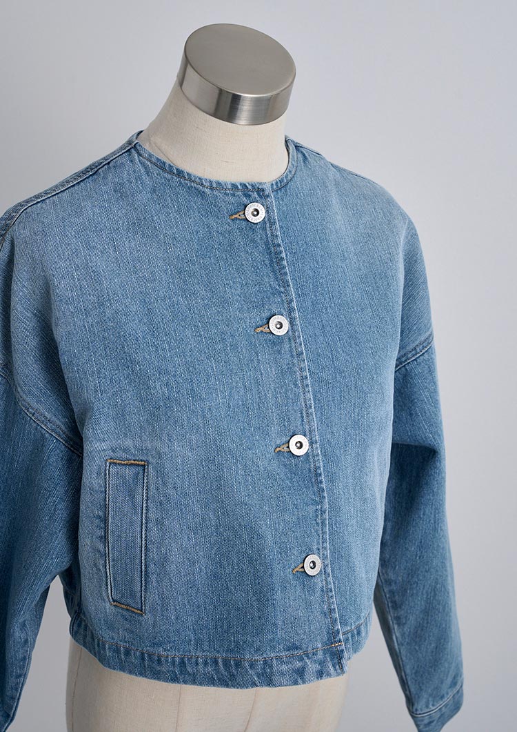 LD Collarless denim jacket LD045