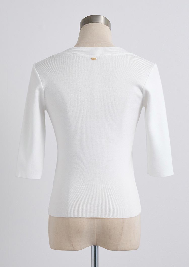 Deep U neck Knit top LD046