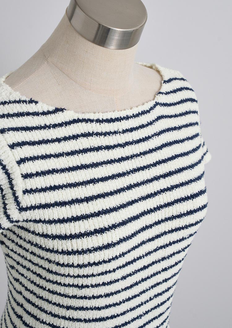 Loop yarn border knit onepiece LD050