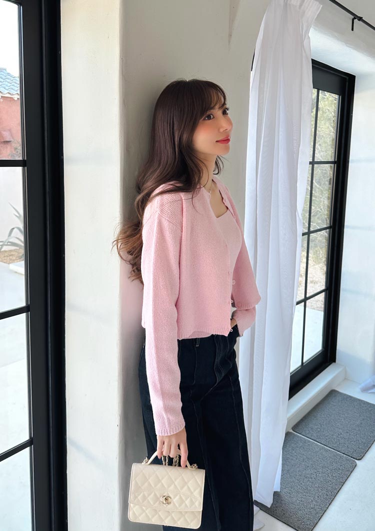 Loop yarn knit cardigan LD051
