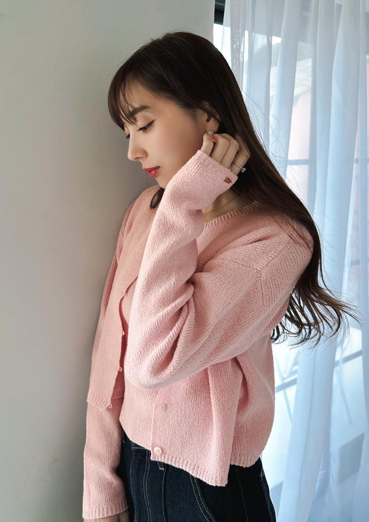 Loop yarn knit cardigan LD051