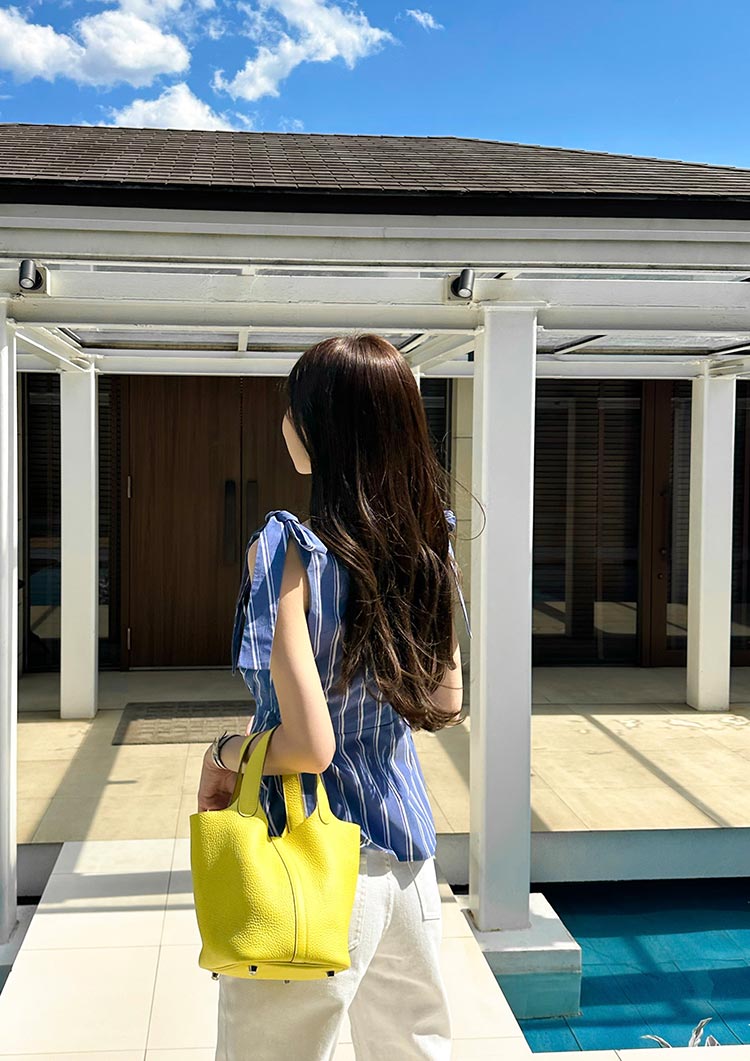 Shoulder ribbon blouse LD055