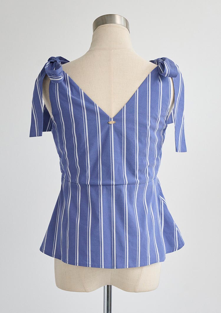 Shoulder ribbon blouse LD055