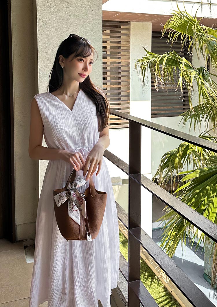 Vneck drawstring dress LD056