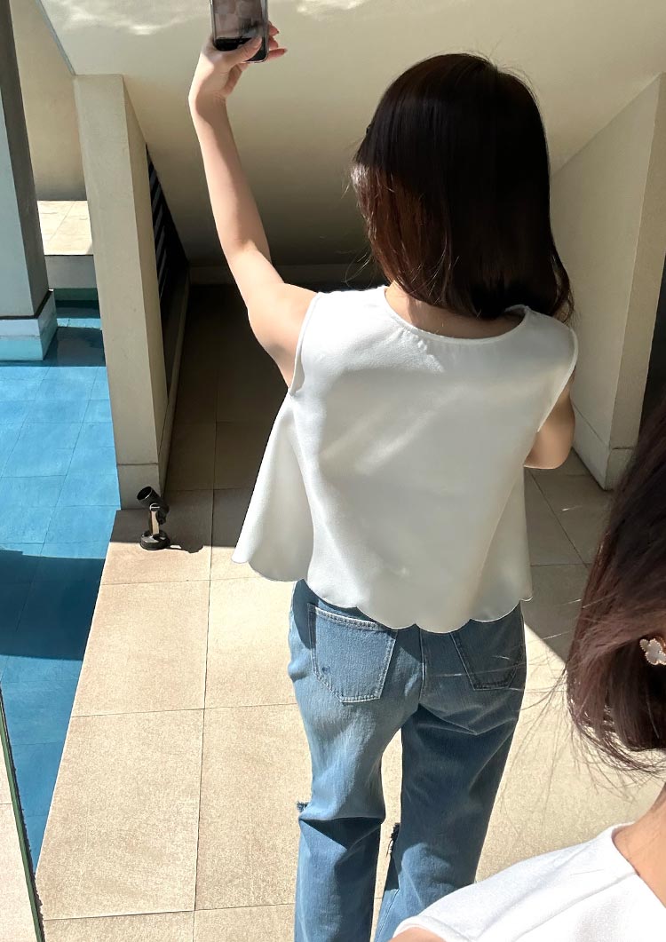 2way scalloped sleeveless tops LD058