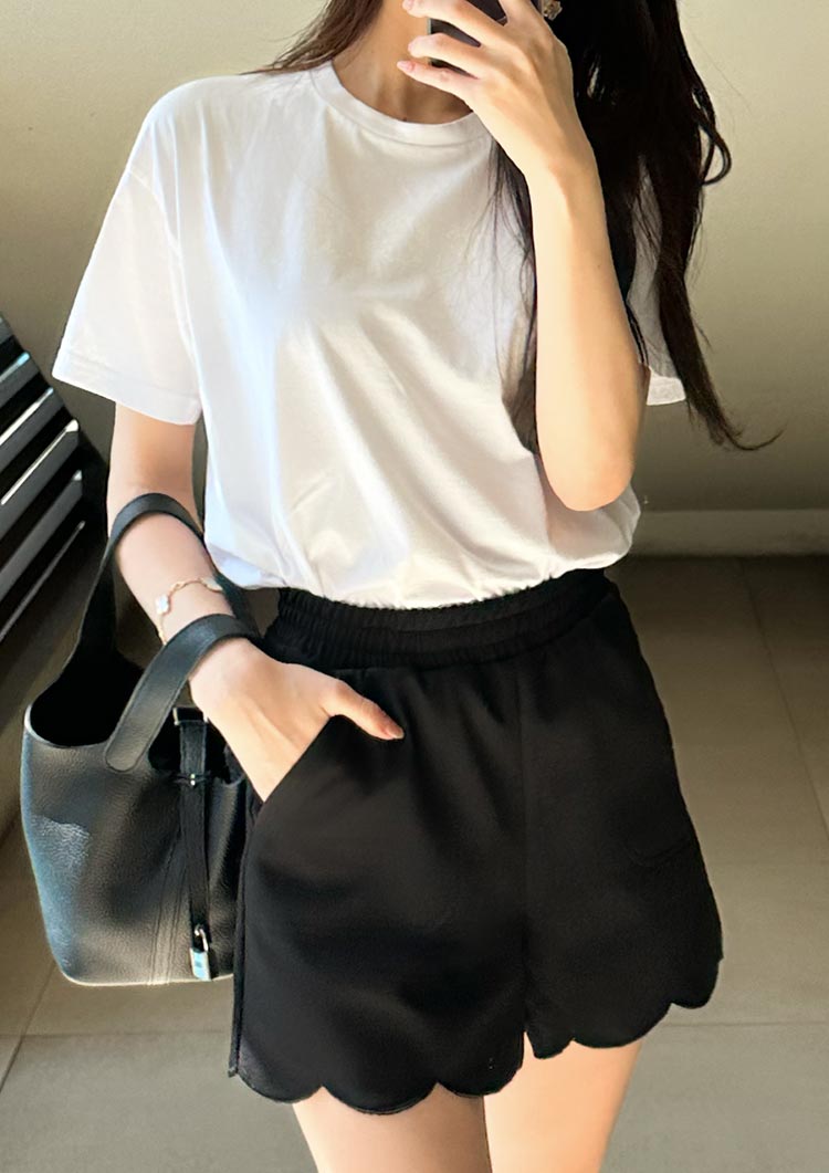 Scalloped short pants LD059