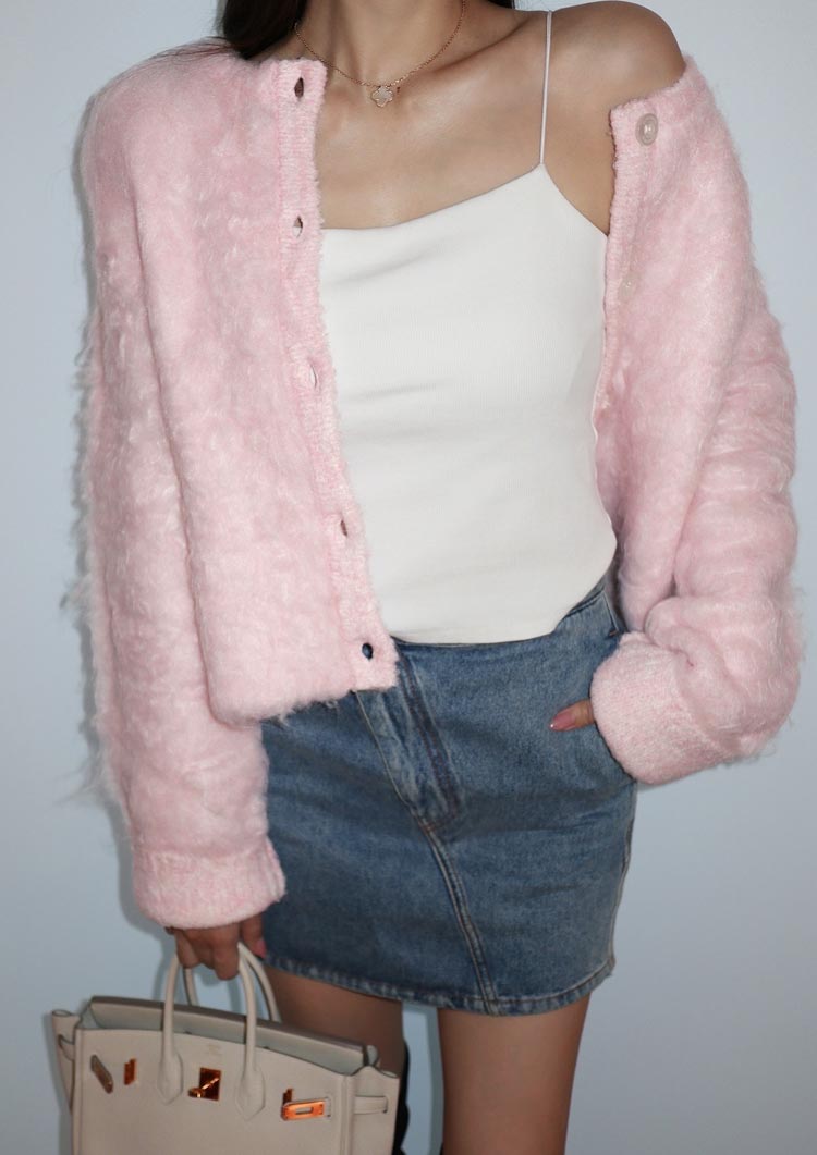 Cotton candy knit jacket LD063