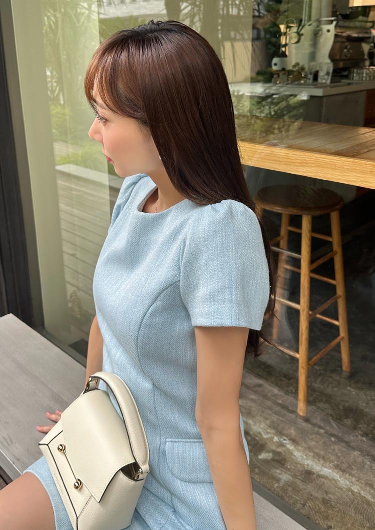 Short sleeve tweed onepiece LD069