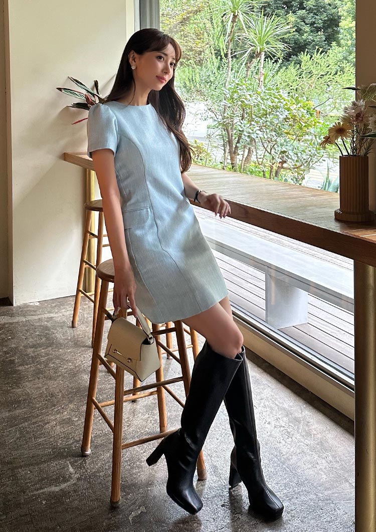 Short sleeve tweed onepiece LD069