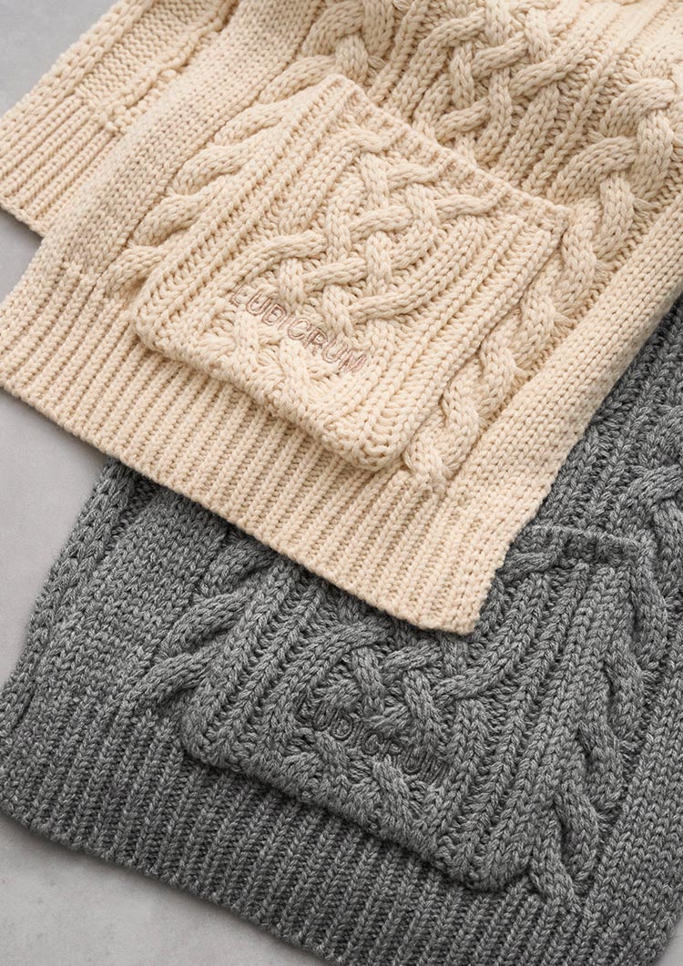 Cable knit wool scarf LD070