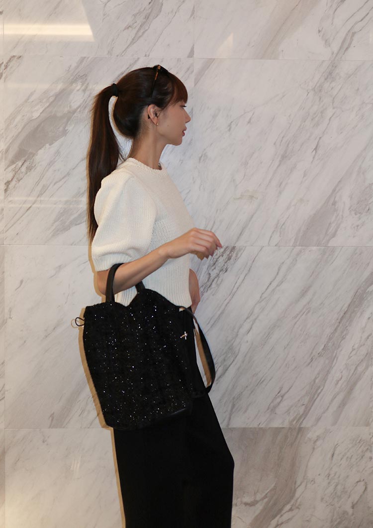 Tweed tote bag LD073