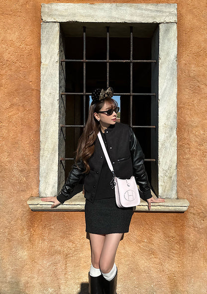 Melton fake leather blouson　LD032