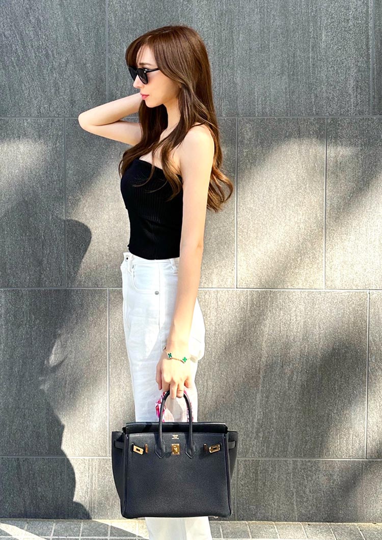 Summer rib knit bear top　LD017