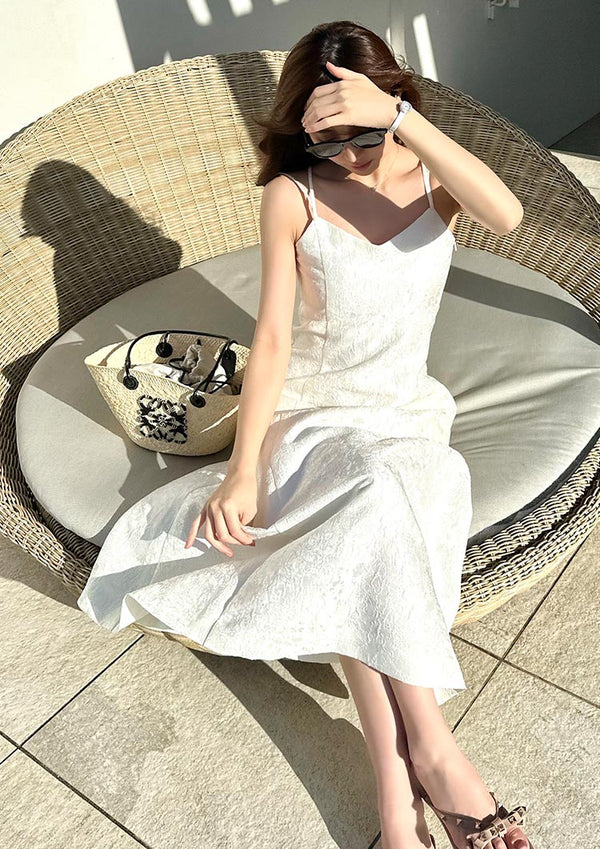 Flower jacquard cami dress LD007