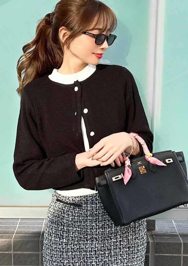 Knit short jacket LD005 - Black