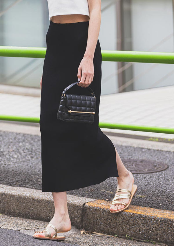 Summer rib knit tight Skirt　LD011