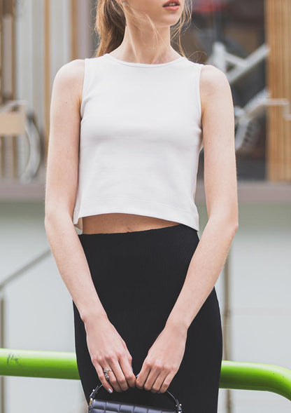 Rib cut short tank top　LD019