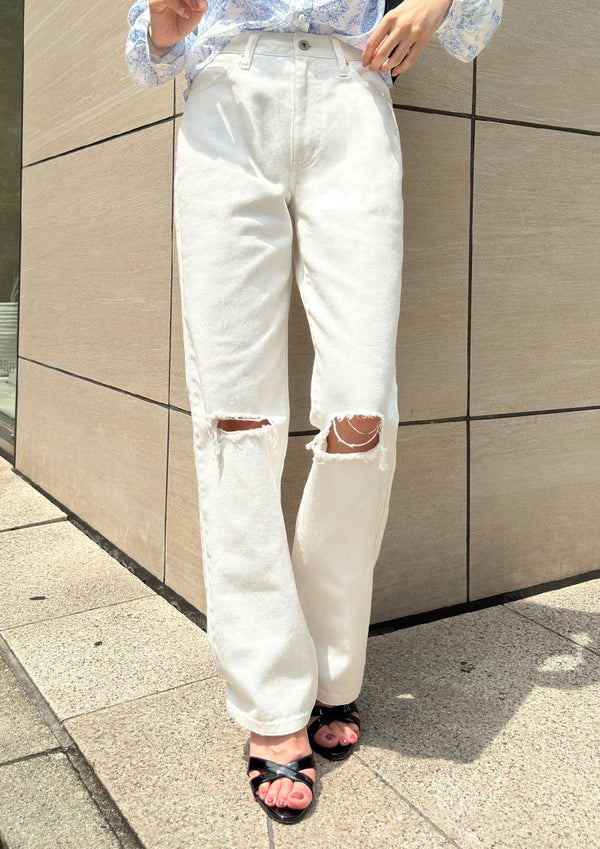 LD Crash straight denim　LD024 - Off White