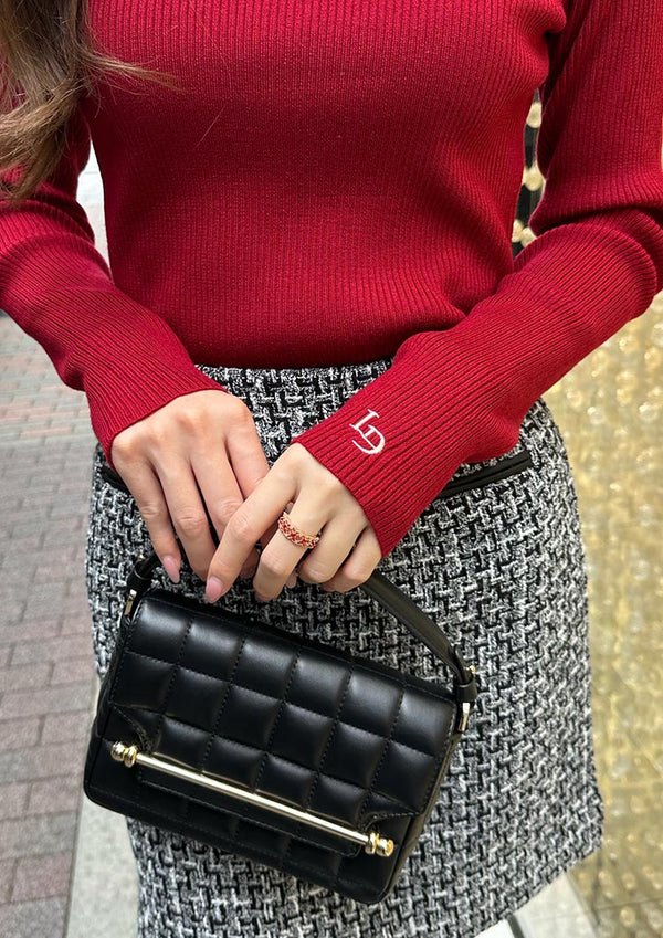 LD long sleeve knit top　LD027 - Holiday red