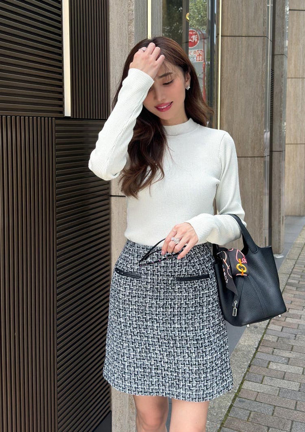 LD long sleeve knit top　LD027 - Glitter white