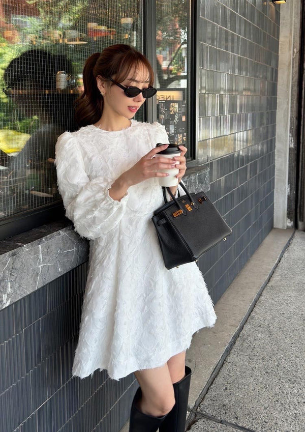Botanical jacquard dress　LD029 - White