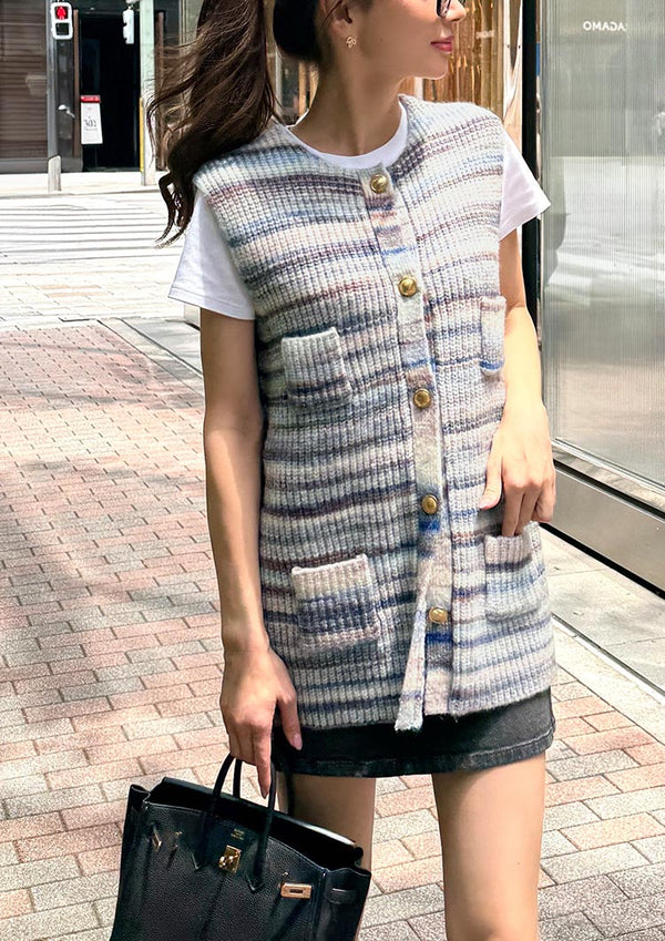 Sleeveless knit gilet　LD030