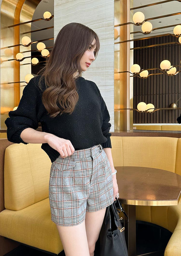 Mix knit top　LD038 - Black